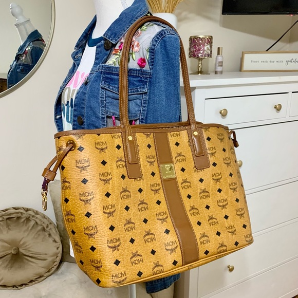 MCM Handbags - Authentic LARGE MCM Visetos Tote Bag w/ matching glasses case.